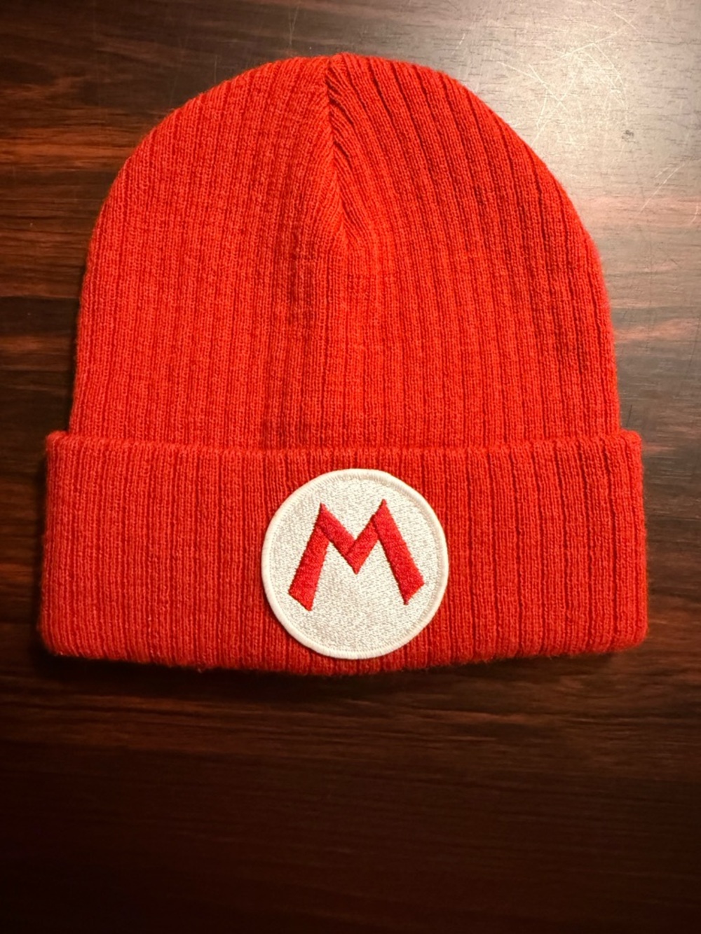 NWOT Super Mario Bright Red Knit Beanie Hat Embroidered Patch Unisex Adult